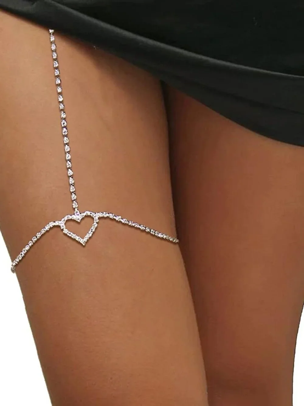 Rhinestone Heart Leg Chain Rhinestone Thigh Silver Crystal Leg Chain Waist Chain